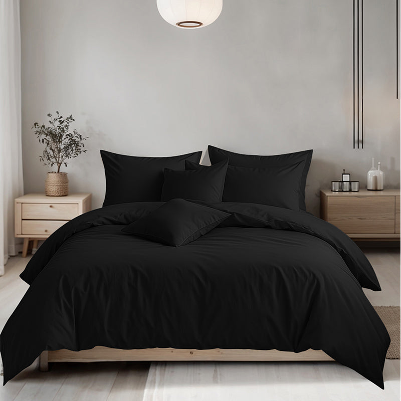 Plain Dyed Easy Care Polycotton Duvet Cover And Pillowcases Set Bed Linen