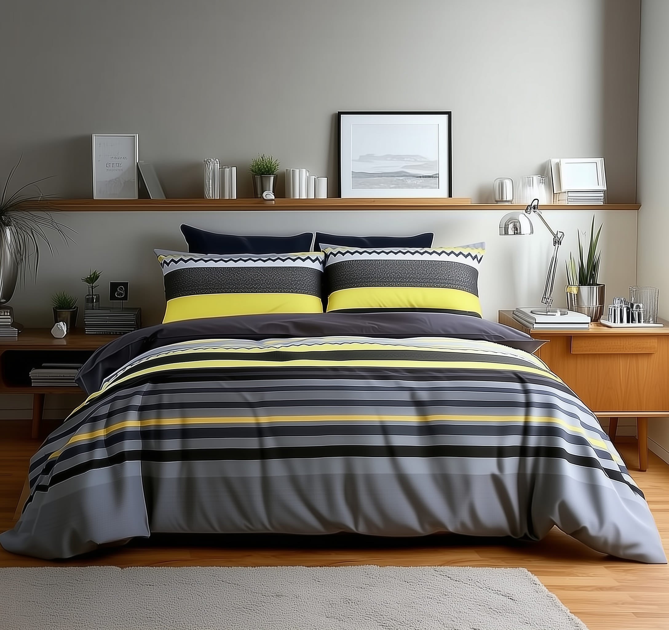 Duvet Cover And Pillowcase Set Red Black Stripe Design Polycotton Bed Linen