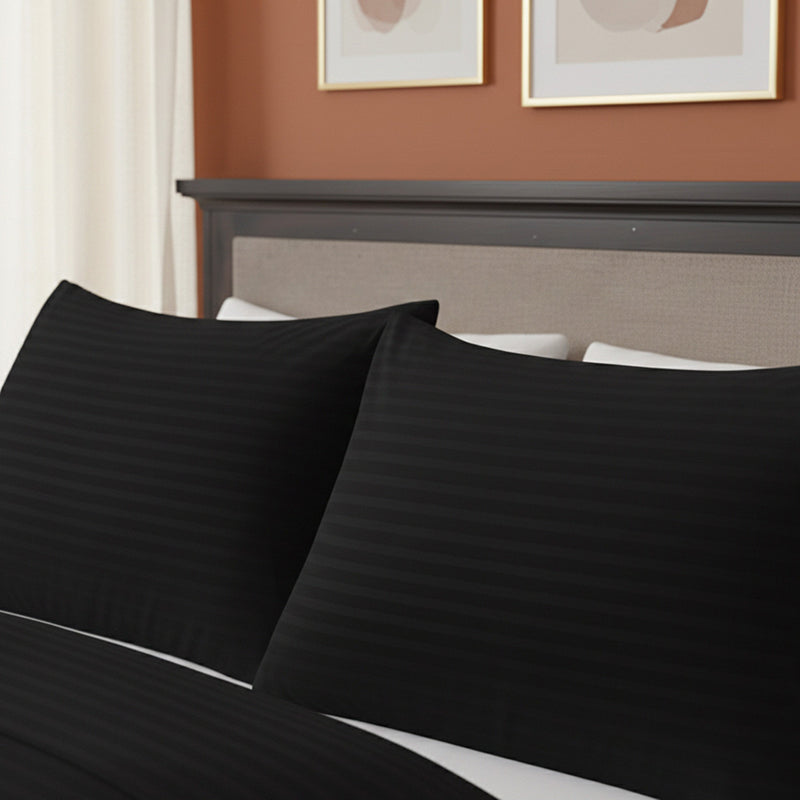 Microfibre Soft Touch Satin Stripe Housewife Pillowcase Pair
