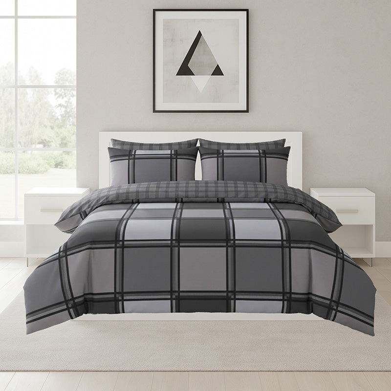 Box Print Duvet Cover Set Contemporary Square Pattern Bedding