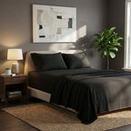 Soft Plain Brushed Cotton Fitted Flat Sheet Matching Pillowcases Set