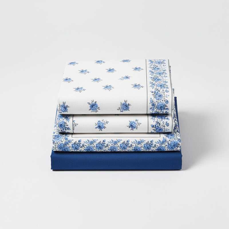 Soft Flower Print Brushed Cotton Fitted Flat Sheet And Matching Pillowcases