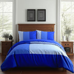 Duvet Cover And Pillowcase Set Black Blue Chocolate Patchwork Design Polycotton Bed Linen