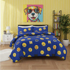 Emoji Print Duvet Cover Set Cool Playful Bedding with Pillowcases
