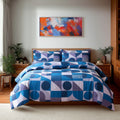 Duvet Cover And Pillowcase Set Red Blue Or Yellow Shape Design Polycotton Bed Linen