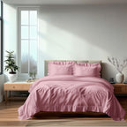 Duvet Cover And Pillowcase Set Pink Teal White Green Silver Frilled Design Polycotton Linen