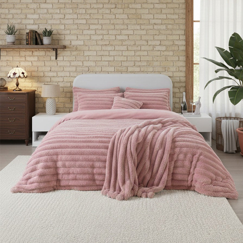 Luxury Teddy Cord Design Bedding Set Ultra Soft Cozy Stylish Comfort