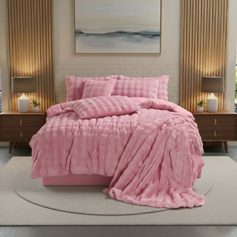 Rabbit Faux Fur Teddy Duvet Cover Set Ultra Soft Plush Bedding