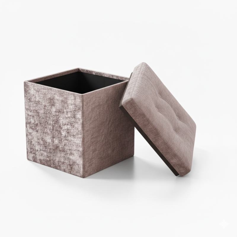 Crushed Velvet Square Storage Box with Lid Elegant Organizer for Any Room