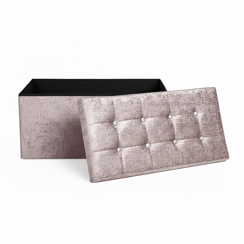 Crushed Velvet Rectangle Storage Box with Lid Elegant Organizer for Any Room