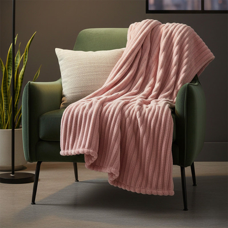 Chunky Ribbed Mink Throw Ultra Soft Warm Elegant Blanket for Sofa Or Bed