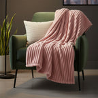Chunky Ribbed Mink Throw Ultra Soft Warm Elegant Blanket for Sofa Or Bed