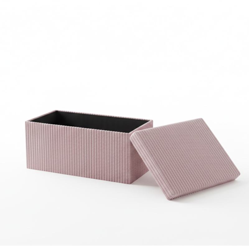 Corduroy Rectangle Storage Box with Lid Elegant Organizer for Any Room