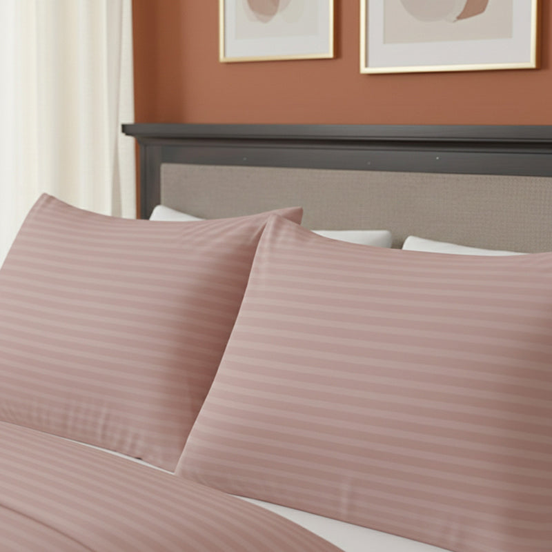 Microfibre Soft Touch Satin Stripe Housewife Pillowcase Pair
