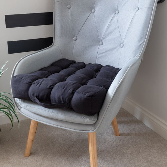 Quilted 9 Button Seat Pad Cushion Booster 100% Cotton Cover 45cm Square