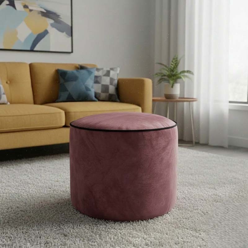Luxury Velvet Large Round Bean Bag Ottoman Soft Plush Velvet Stool Pouffe
