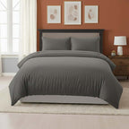 Embossed Stripe Duvet Cover Soft Microfibre Bedding with Pillowcases