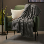 Chunky Ribbed Mink Throw Ultra Soft Warm Elegant Blanket for Sofa Or Bed