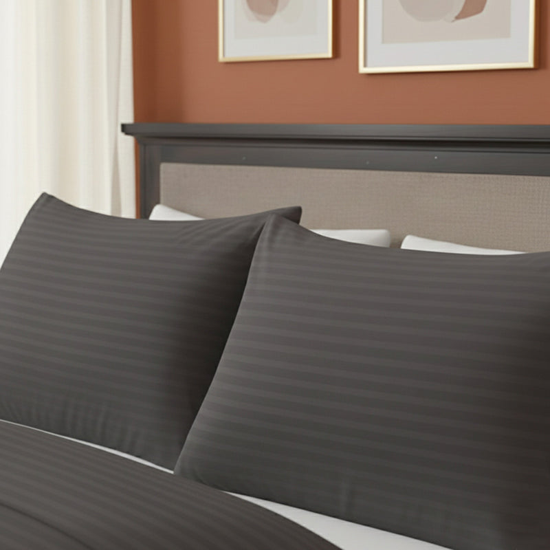 Microfibre Soft Touch Satin Stripe Housewife Pillowcase Pair
