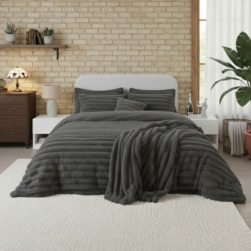 Luxury Teddy Cord Design Bedding Set Ultra Soft Cozy Stylish Comfort