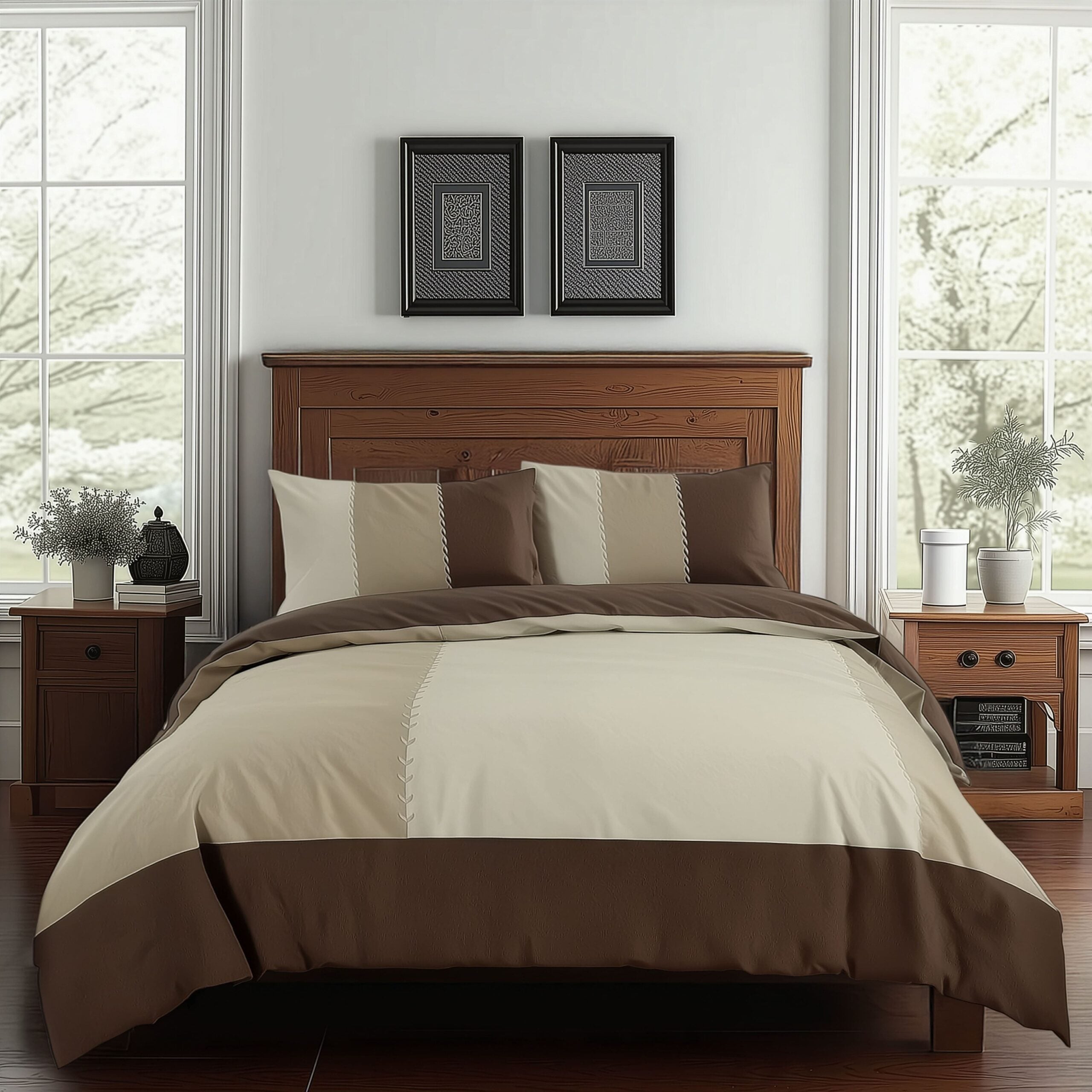 Duvet Cover And Pillowcase Set Black Blue Chocolate Patchwork Design Polycotton Bed Linen