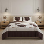 Reversible Floral Duvet Set Elegant Flower Stripe Pattern Bedding for Home Decor