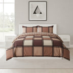 Box Print Duvet Cover Set Contemporary Square Pattern Bedding