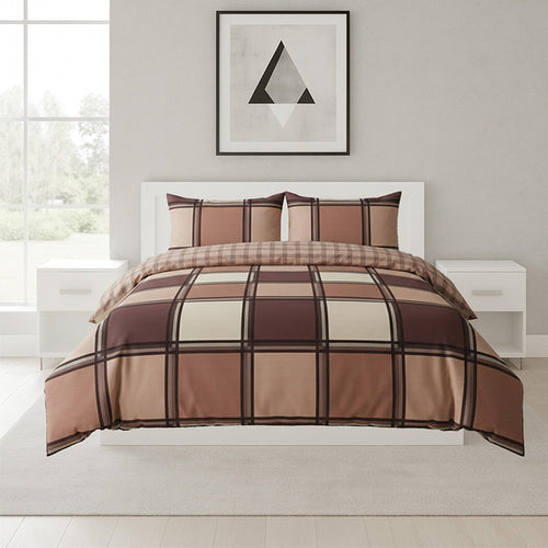 Box Print Duvet Cover Set Contemporary Square Pattern Bedding
