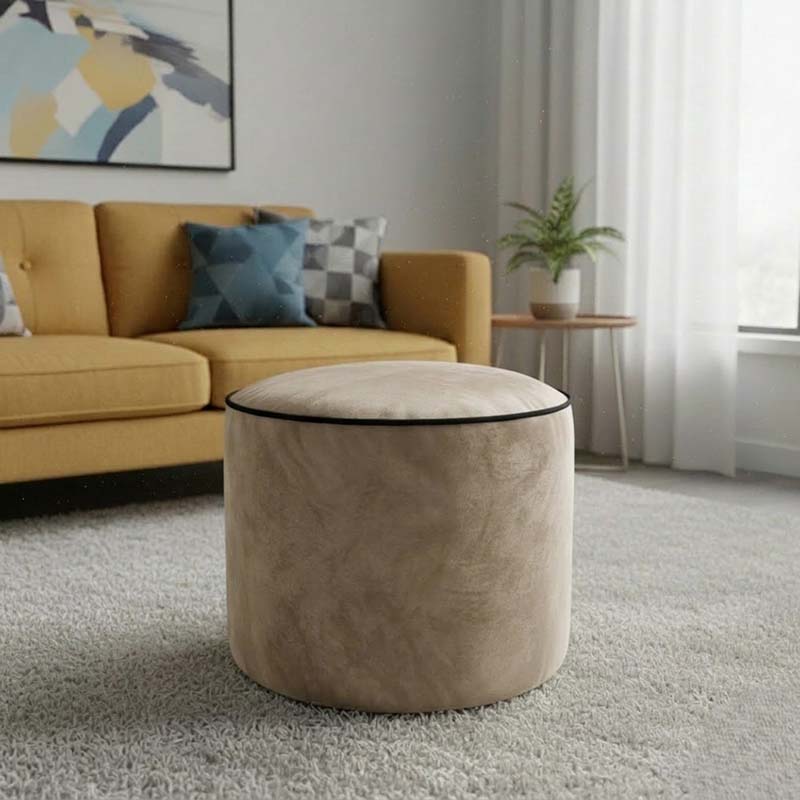 Luxury Velvet Large Round Bean Bag Ottoman Soft Plush Velvet Stool Pouffe