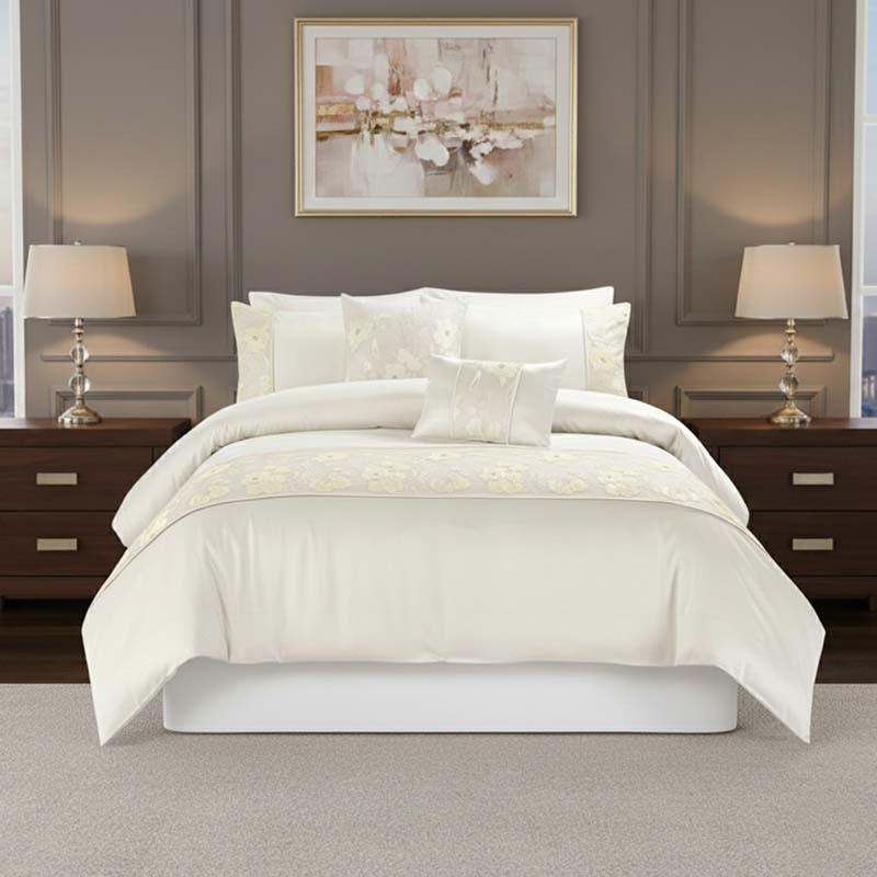 Embroidered Floral Duvet Cover Set Luxury Bedding Matching Pillowcases