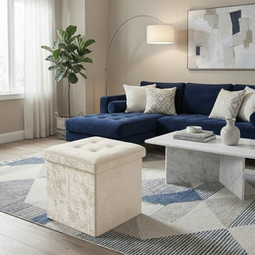 Crushed Velvet Square Storage Box with Lid Elegant Organizer for Any Room