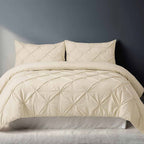 Pintuck Pinch Pleated Polycotton Duvet Cover And Pillowcases Set Bed Linen