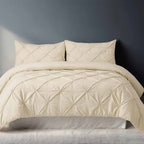 Pintuck Pinch Pleated Polycotton Duvet Cover And Pillowcases Set Bed Linen