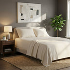 Soft Plain Brushed Cotton Fitted Flat Sheet Matching Pillowcases Set