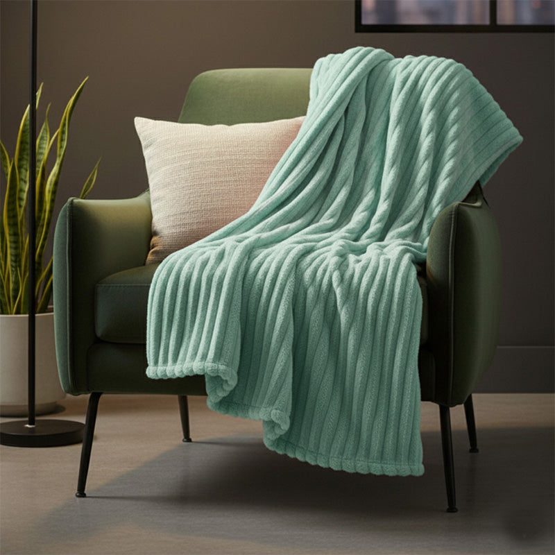 Chunky Ribbed Mink Throw Ultra Soft Warm Elegant Blanket for Sofa Or Bed