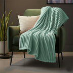 Chunky Ribbed Mink Throw Ultra Soft Warm Elegant Blanket for Sofa Or Bed