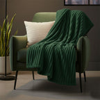 Chunky Ribbed Mink Throw Ultra Soft Warm Elegant Blanket for Sofa Or Bed