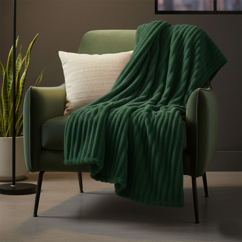Chunky Ribbed Mink Throw Ultra Soft Warm Elegant Blanket for Sofa Or Bed