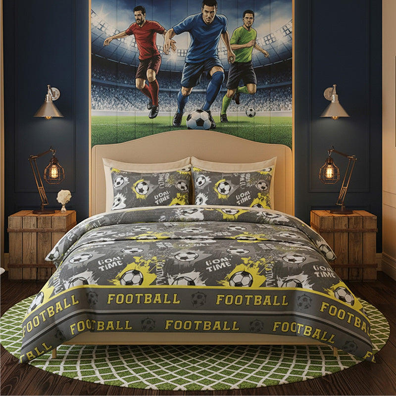 Football Kids Bedding Set Sporty Soccer Design for Boys and Girls