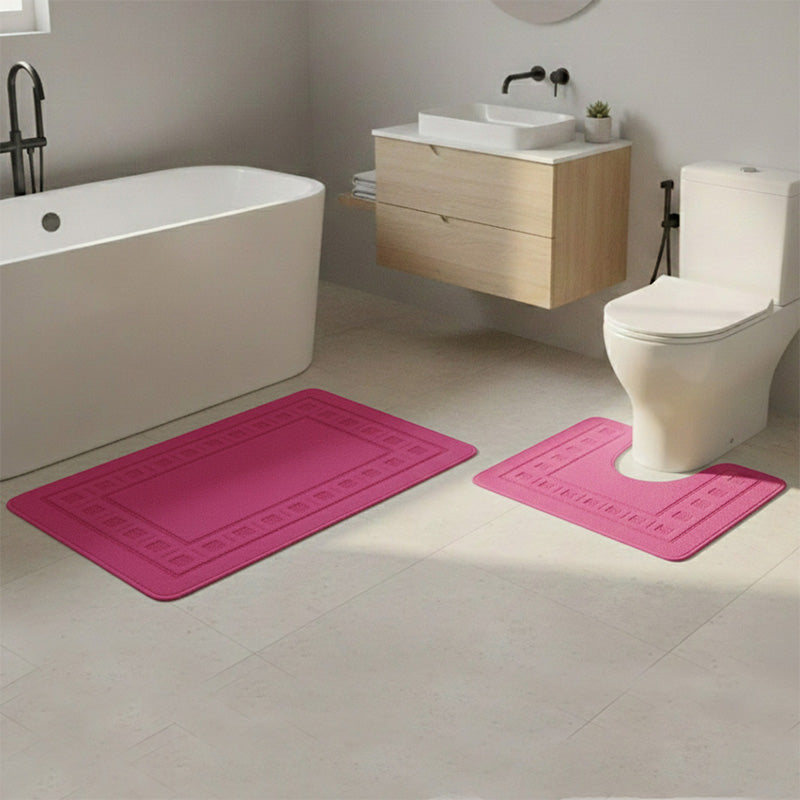 2 Piece Box Design Bath Mat Set Soft Absorbent Non-Slip Bathroom Mats