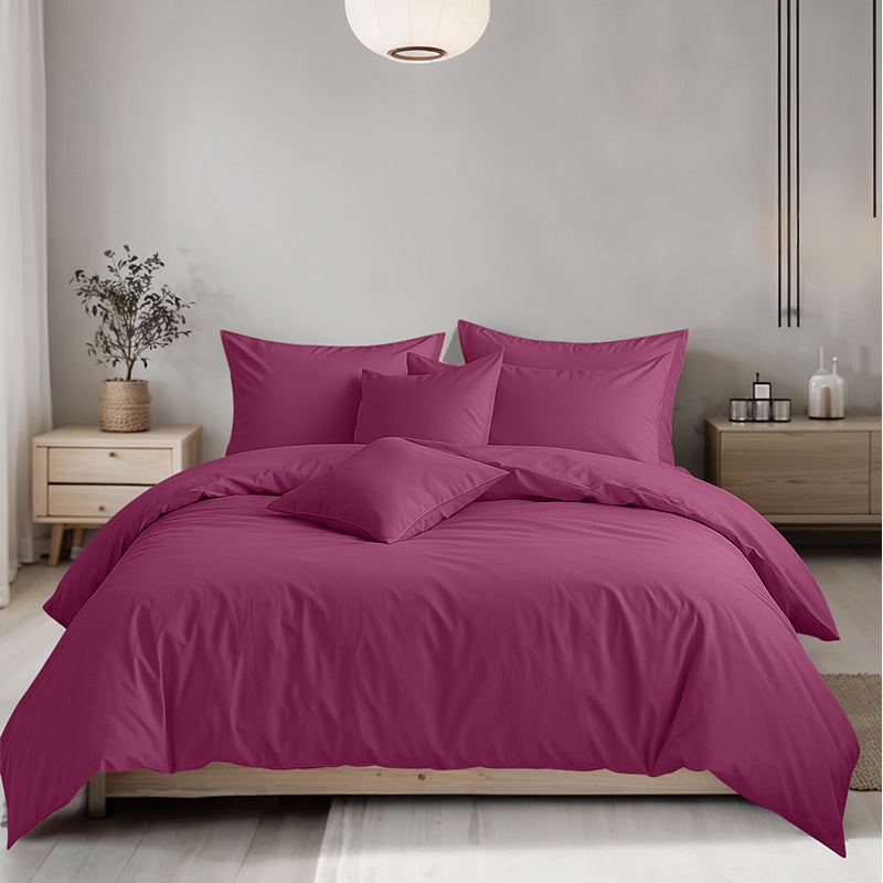 Plain Dyed Easy Care Polycotton Duvet Cover And Pillowcases Set Bed Linen