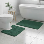 2 Piece Pebble Design Memory Foam Bath Mat Set Soft Absorbent Non-Slip Bathroom