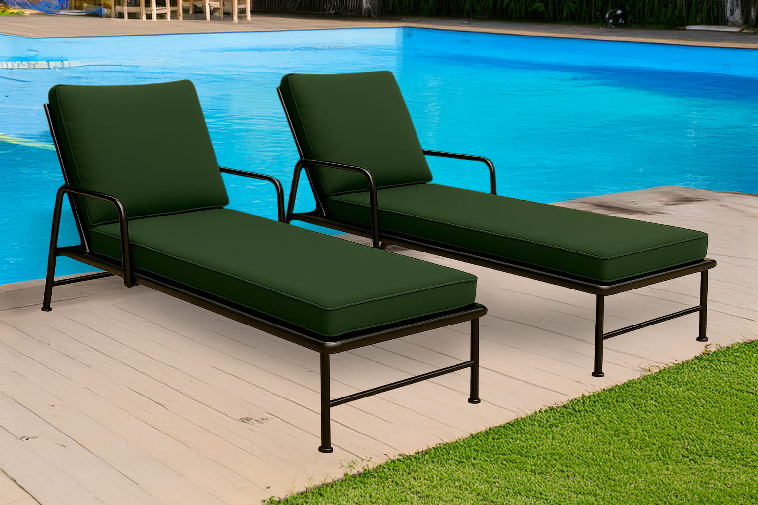 Sun Lounger Outdoor Garden Deck Bed Cushion Waterproof Recliner Pad Removable Cover