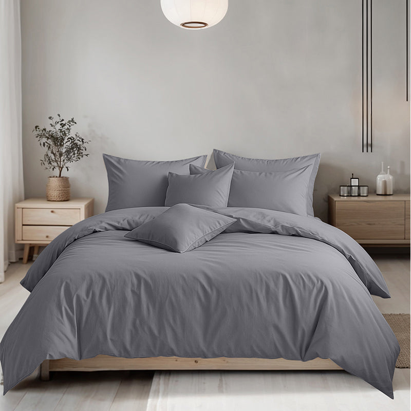 Plain Dyed Easy Care Polycotton Duvet Cover And Pillowcases Set Bed Linen