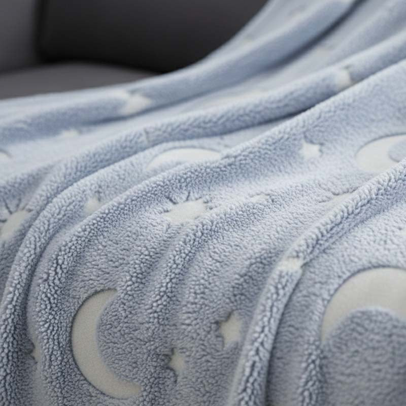 Glow in the Dark Moon Blanket Soft Galaxy Night Sky Throw for Kids