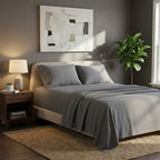 Soft Plain Brushed Cotton Fitted Flat Sheet Matching Pillowcases Set