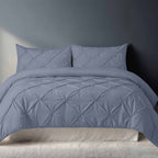 Pintuck Pinch Pleated Polycotton Duvet Cover And Pillowcases Set Bed Linen