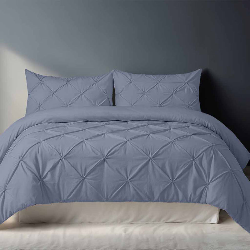 Pintuck Pinch Pleated Polycotton Duvet Cover And Pillowcases Set Bed Linen