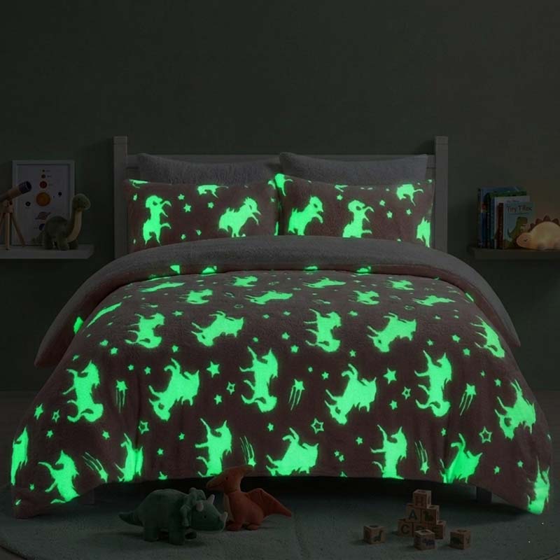 Glow in the Dark Teddy Unicorn Design Bedding Cute Kids Duvet Set
