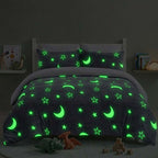 Glow in the Dark Teddy Moon And Stars Design Bedding Cute Kids Duvet Set